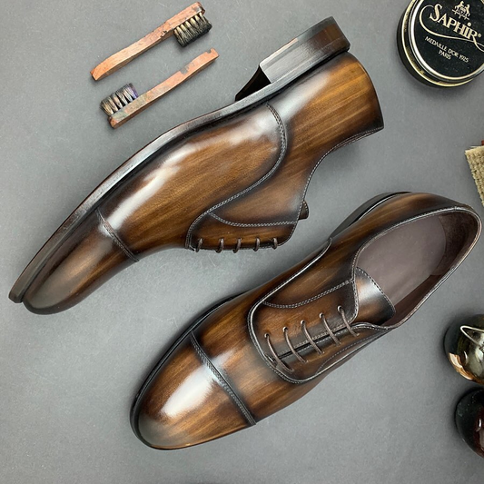 Height Increasing Brown Leather Crissier Balmoral Oxfords - Formal Shoes