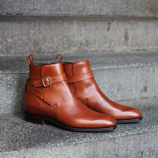 Height Increasing Tan Leather Alvor Slip On Jodhpur Boots