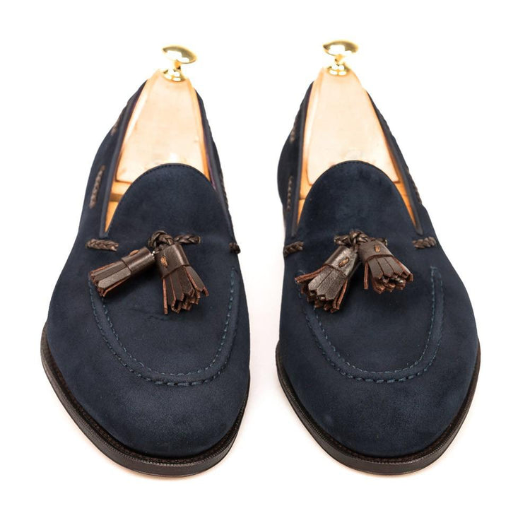 Flat Feet Shoes - Blue Suede Warwick Loafers with Arch Support