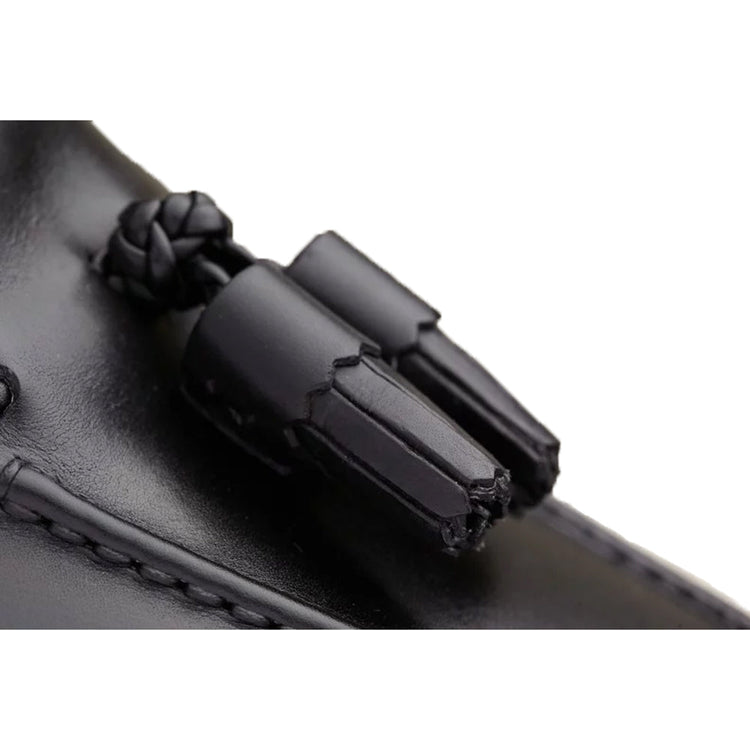 Height Increasing Black Leather Swale Tassel Loafers