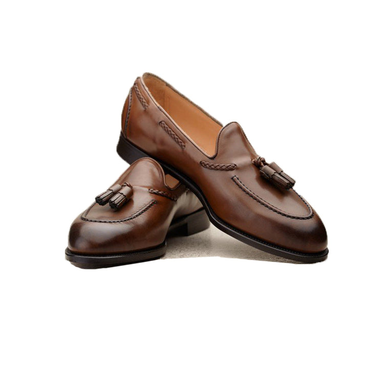 Brown Leather Swale Tassel Loafers