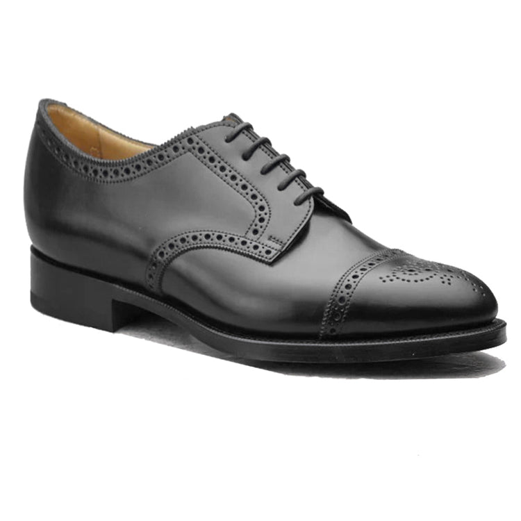 Height Increasing Black Leather Friars Brogue Derby Shoes