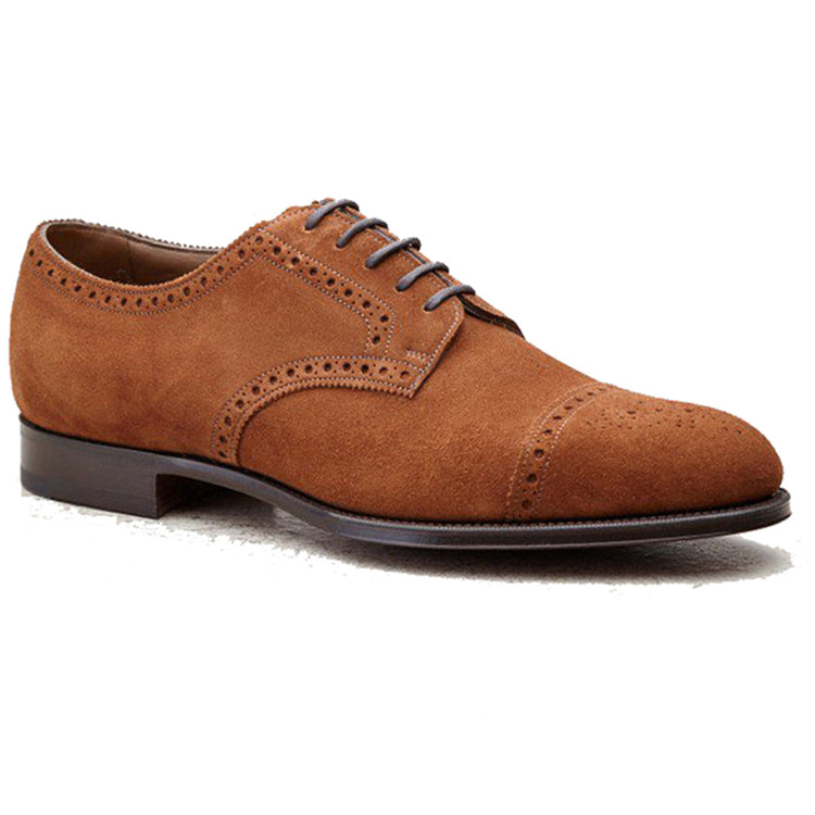Height Increasing Tan Suede Friars Brogue Derby Shoes