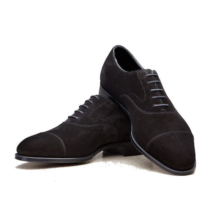 Height Increasing Black Suede Waltham Toe Cap Oxfords