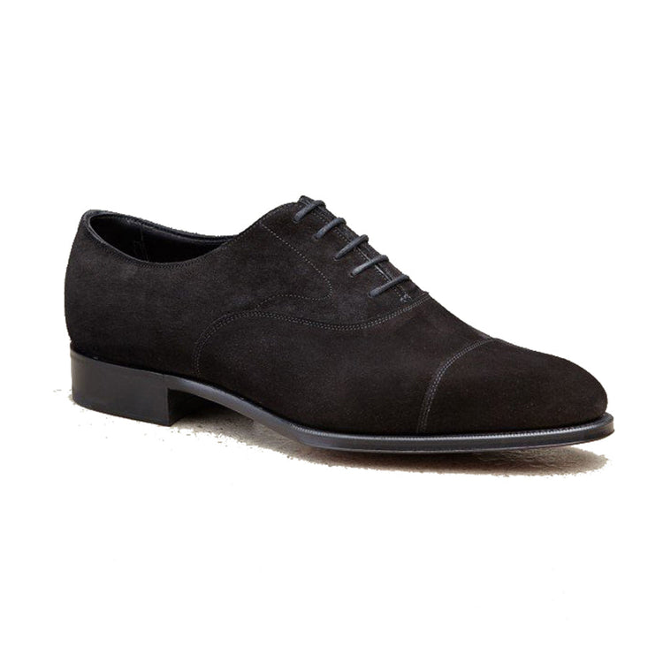 Height Increasing Black Suede Waltham Toe Cap Oxfords