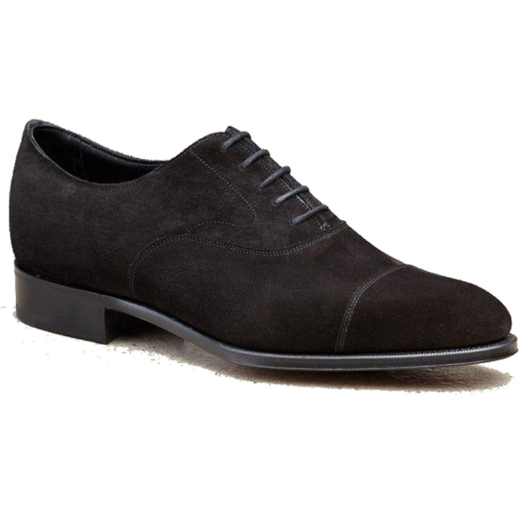 Height Increasing Black Suede Waltham Toe Cap Oxfords