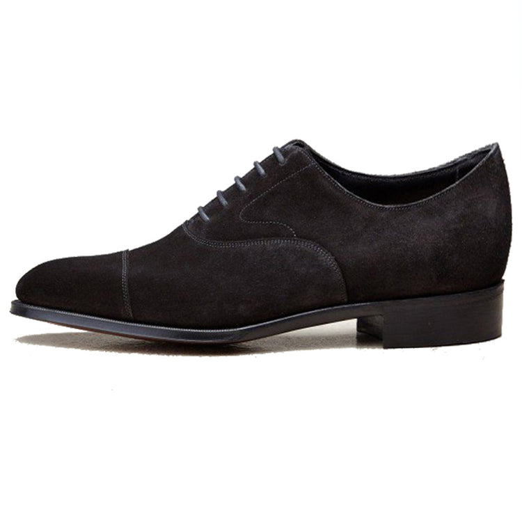 Height Increasing Black Suede Waltham Toe Cap Oxfords