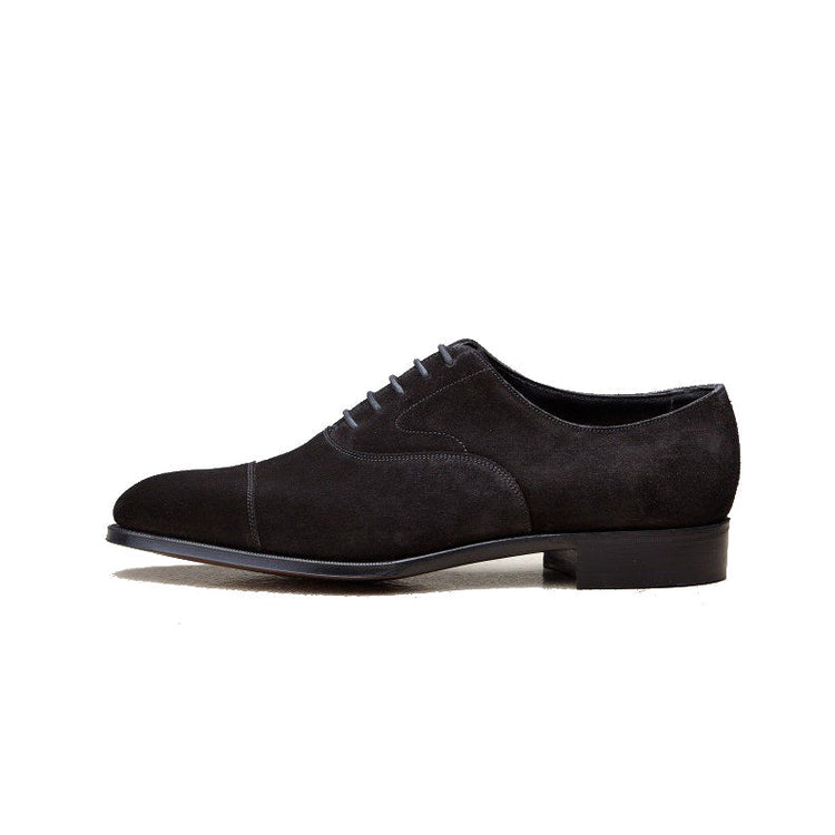 Height Increasing Black Suede Waltham Toe Cap Oxfords