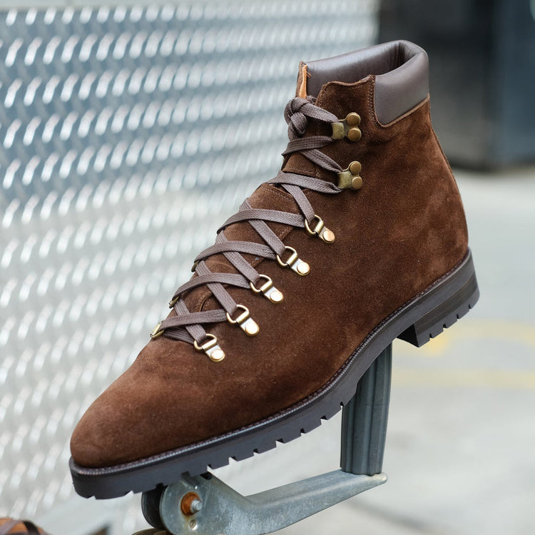 Height Increasing Brown Suede Larett Chunky Hiking Combat Boots