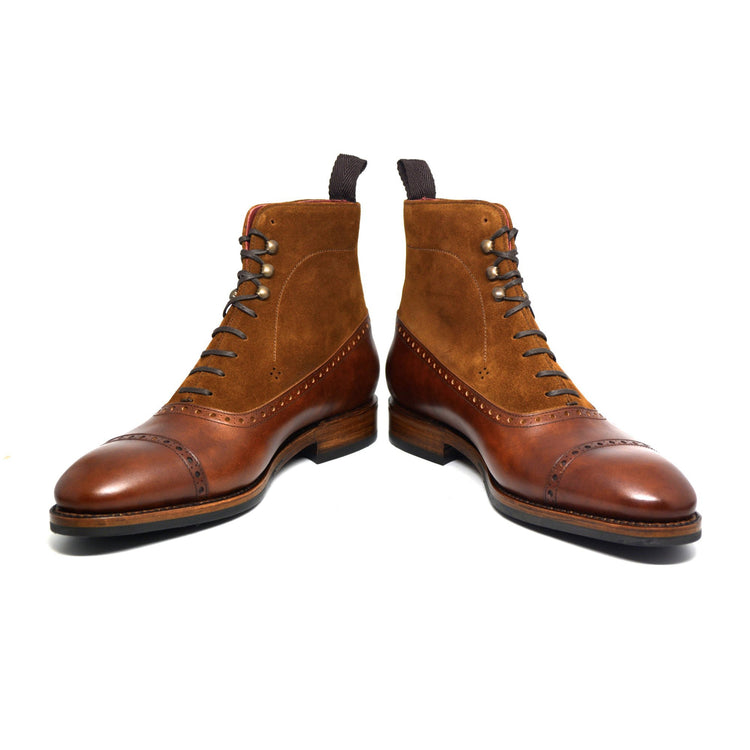 Tan Leather & Suede Clifton Lace Up Boots
