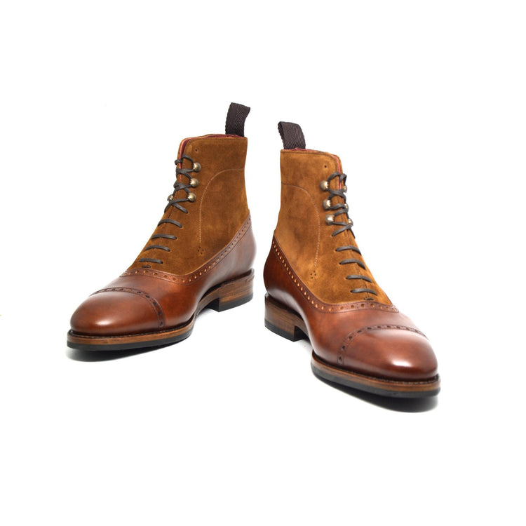 Flat Feet Shoes - Tan Leather & Suede Clifton Lace Up Boots with Arch Support