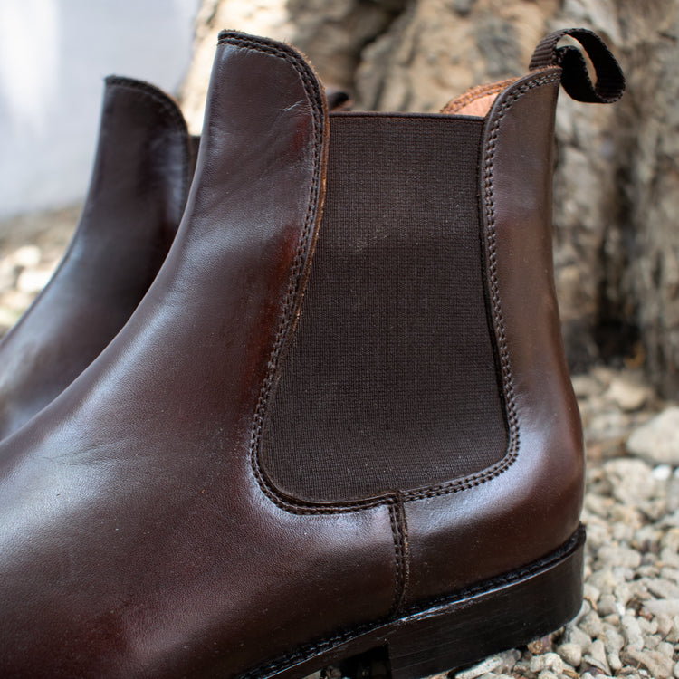 Brown Leather Fenland Slip On Chelsea Boots
