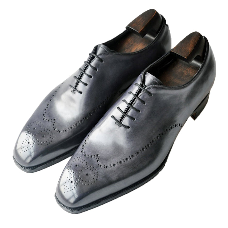 Height Increasing Gray Black Leather Tycoon Oxford Shoes