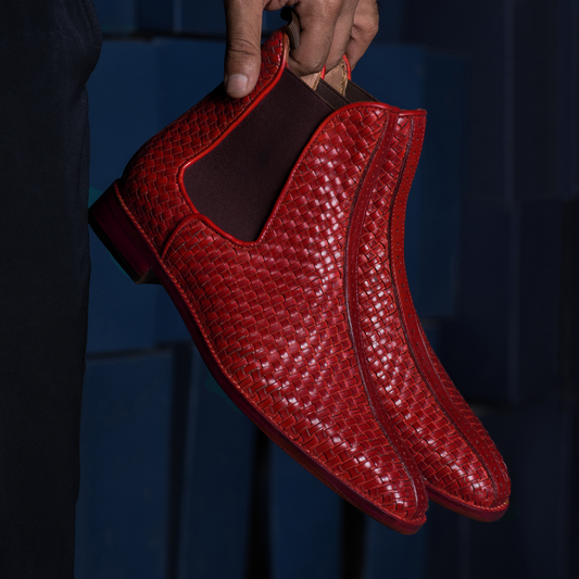 Cherry Tan Braided Leather Fenland Slip On Chelsea Boots