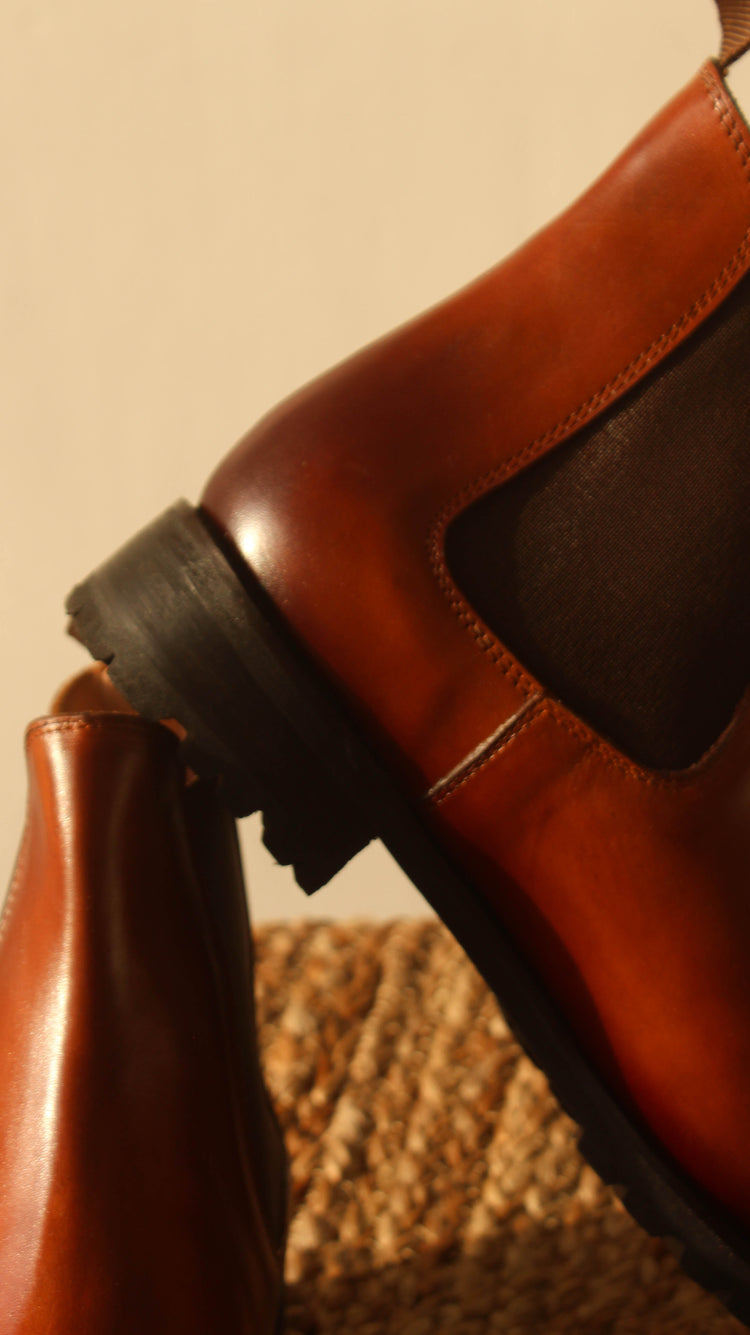 Tan Leather Ferneto Chunky Chelsea Boots