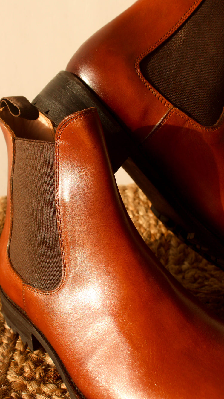 Tan Leather Ferneto Chunky Chelsea Boots