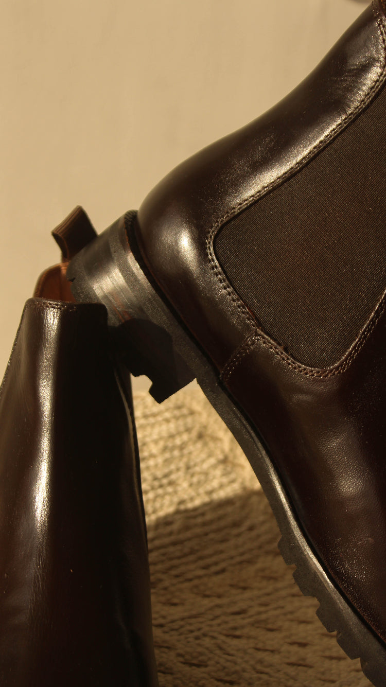 Brown Leather Ferneto Chunky Chelsea Boots