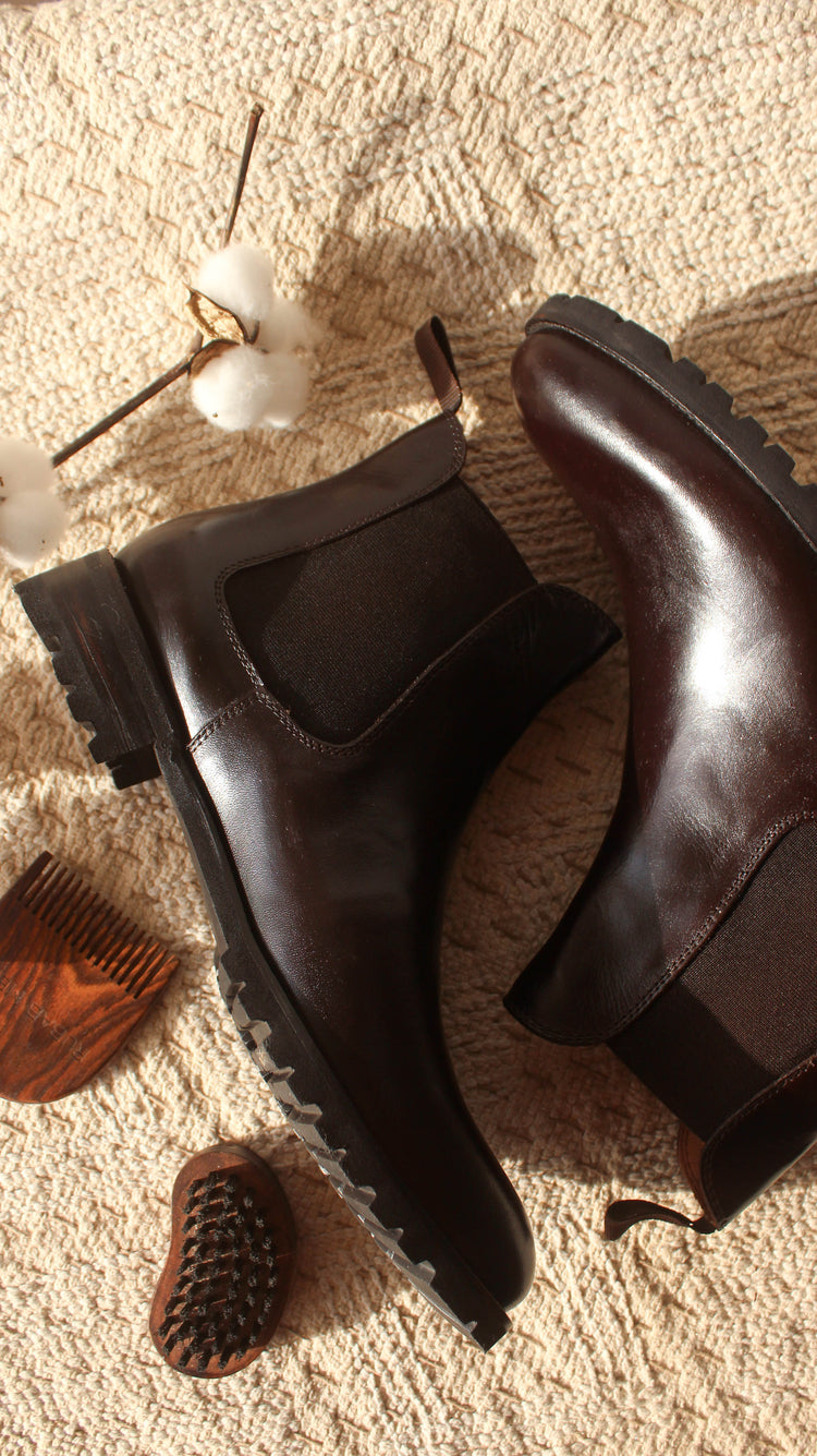 Brown Leather Ferneto Chunky Chelsea Boots