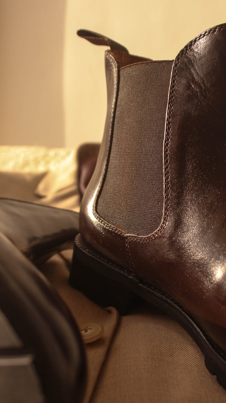 Brown Leather Ferneto Chunky Chelsea Boots