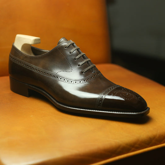 Brown Leather Cedara Brogue Toe Cap Oxfords - Formal Shoes