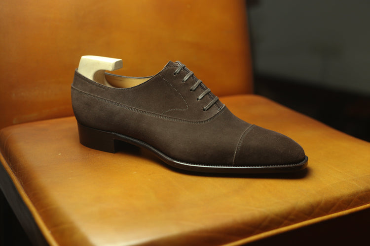 Brown Suede Cedara Brogue Toe Cap Oxfords - Formal Shoes