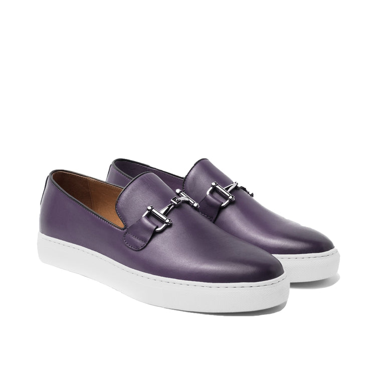Purple Leather Alvin Horse Bit Slip On Sneakers