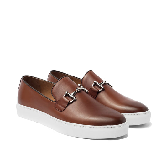 Tan Leather Alvin Horse Bit Sneakers