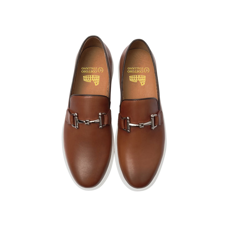 Height Increasing Tan Leather Alvin Horse Bit Sneakers