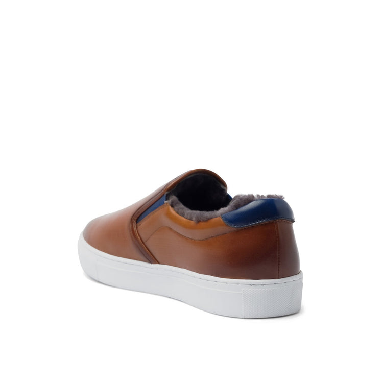 Tan Leather Alton Shearling Cuff Sneakers