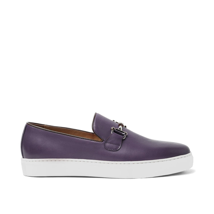 Height Increasing Purple Leather Alvin Horse Bit Slip On Sneakers