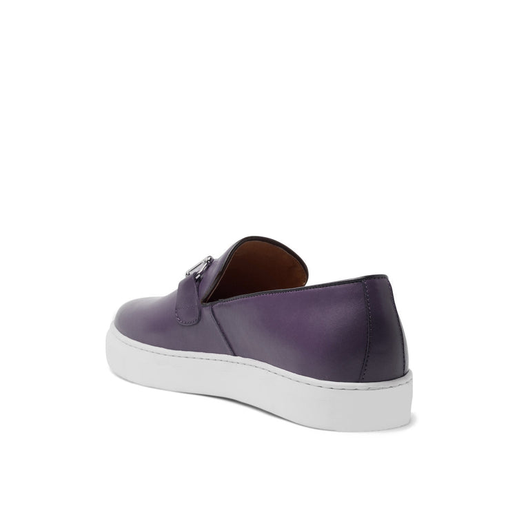 Height Increasing Purple Leather Alvin Horse Bit Slip On Sneakers