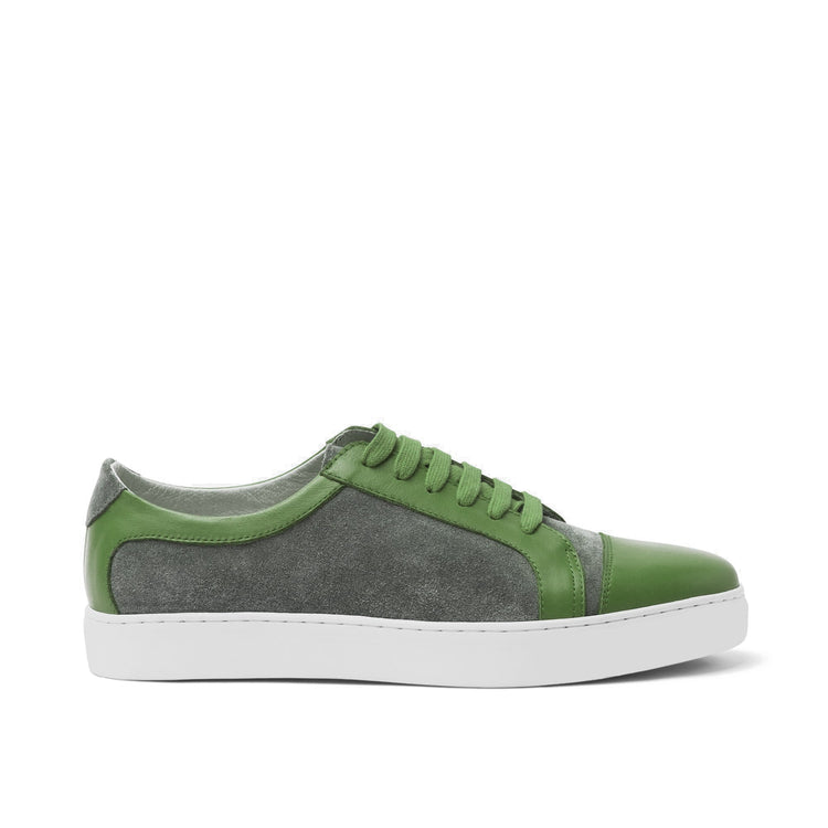 Green Leather and Grey Suede Angus Lace Up Sneakers