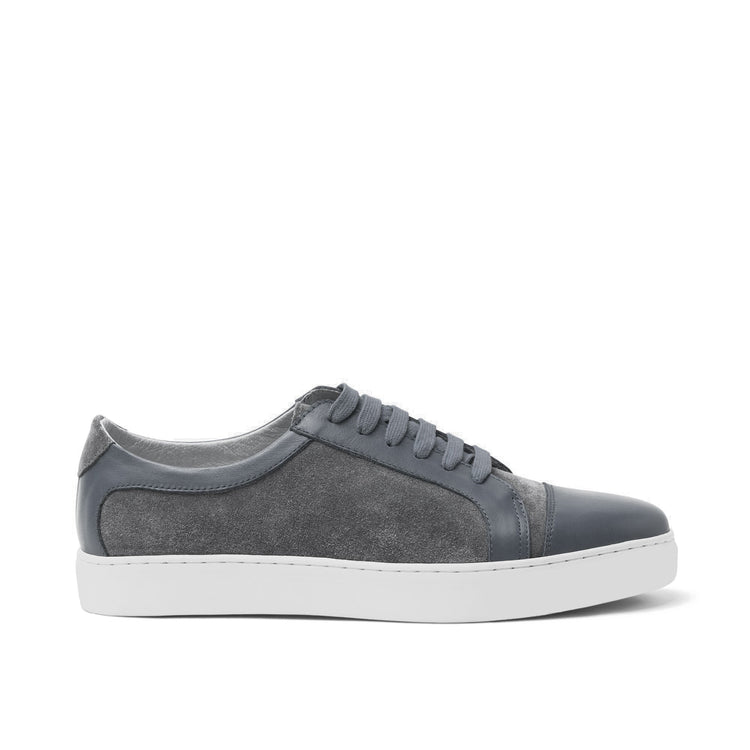 Grey Leather and Grey Suede Angus Lace Up Sneakers