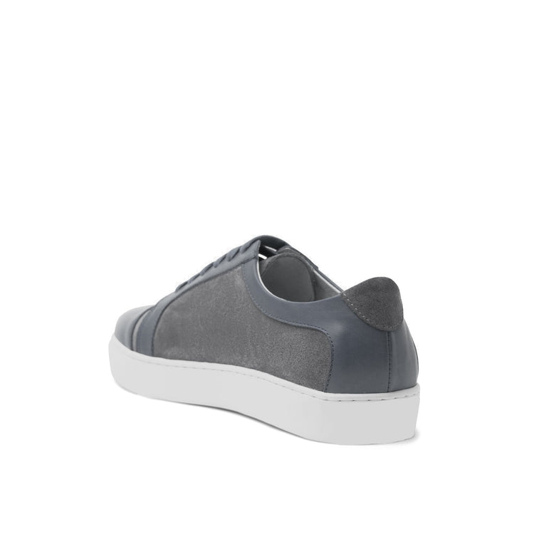 Height Increasing Grey Leather and Grey Suede Angus Lace Up Sneakers