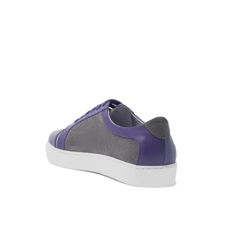 Height Increasing Purple Leather and Grey Suede Angus Lace Up Sneakers