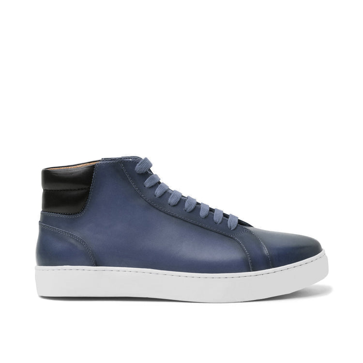 Height Increasing Navy Blue Leather Angus Sneaker Boots
