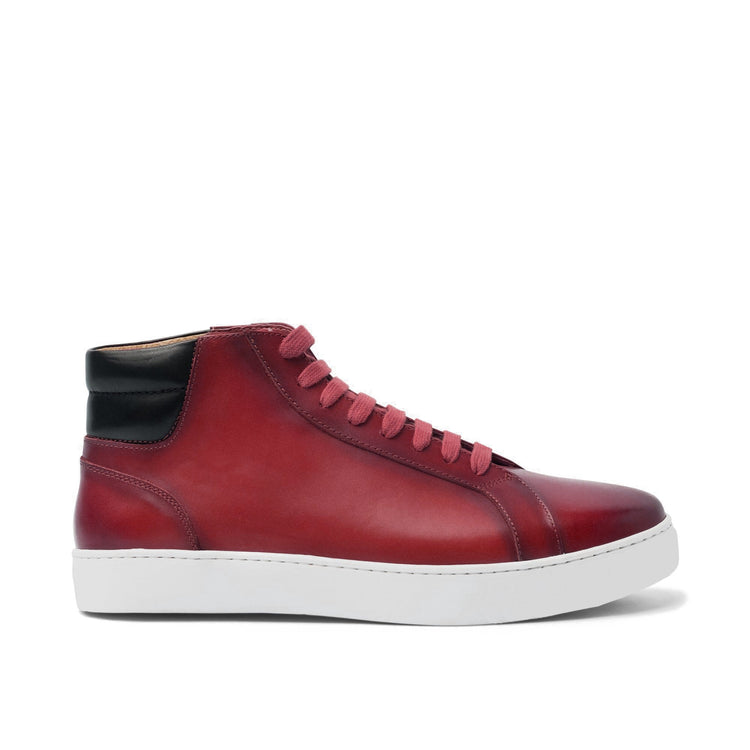 Height Increasing Cherry Red Leather Angus Sneaker Boots
