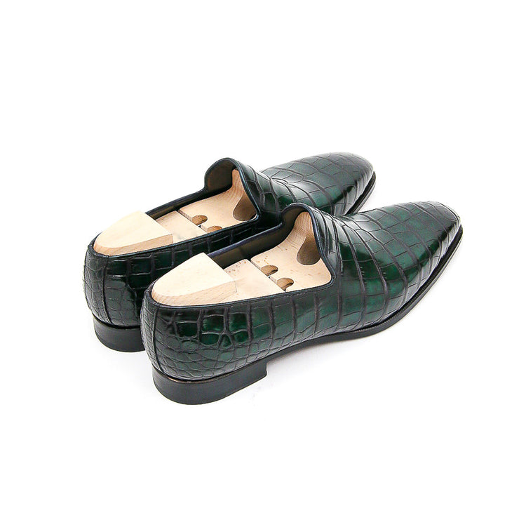 Height Increasing Goodyear Welted Sardoal Emerald Green Leather Loafer With Violin Leather Sole