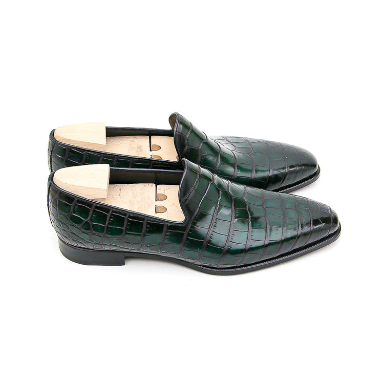 Height Increasing Goodyear Welted Sardoal Emerald Green Leather Loafer With Violin Leather Sole