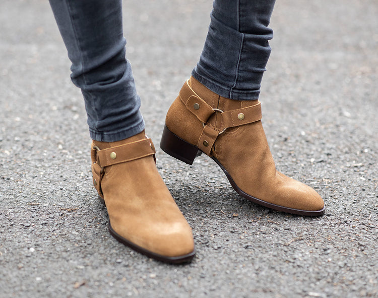 Tan Suede Ravien Harness Chelsea Boots