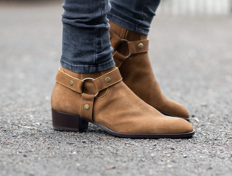 Tan Suede Ravien Harness Chelsea Boots