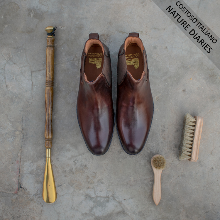 Height Increasing Brown Leather Fenland Slip On Chelsea Boots