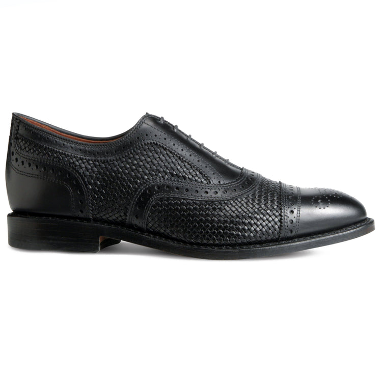 Height Increasing Black Braided Leather Morice Brogue Oxfords