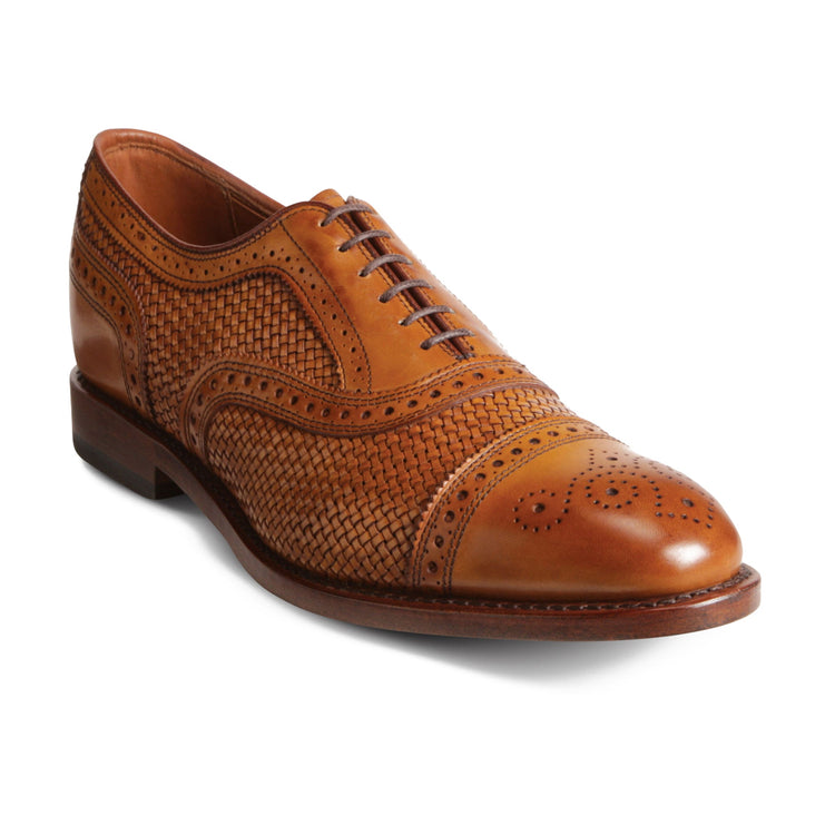 Height Increasing Tan Braided Leather Morice Brogue Oxfords