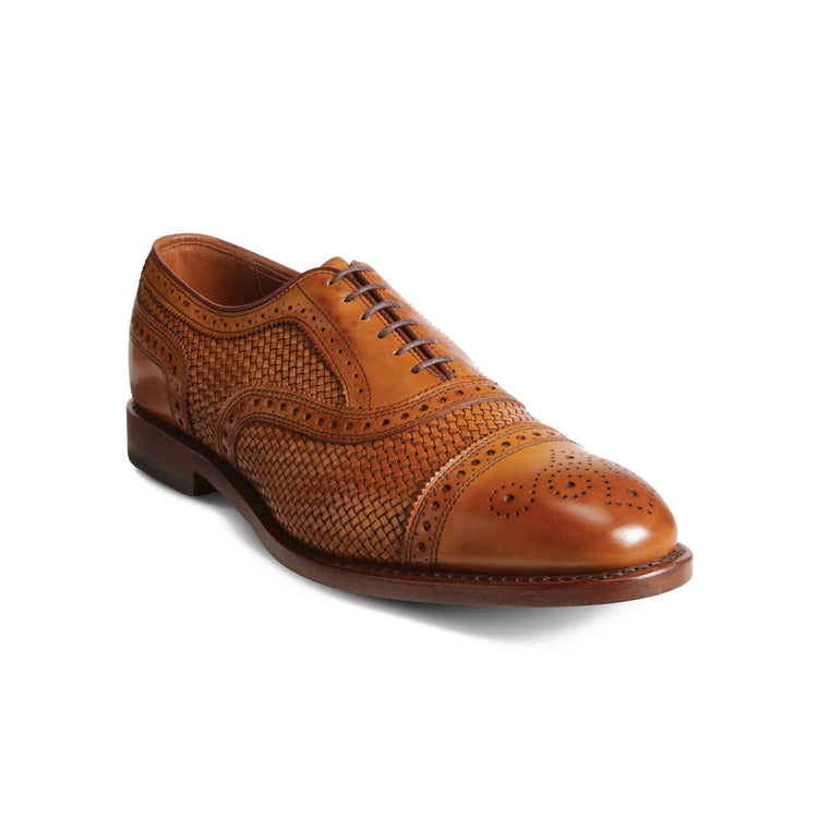 Flat Feet Shoes - Tan Braided Leather Morice Brogue Oxfords with Arch Support