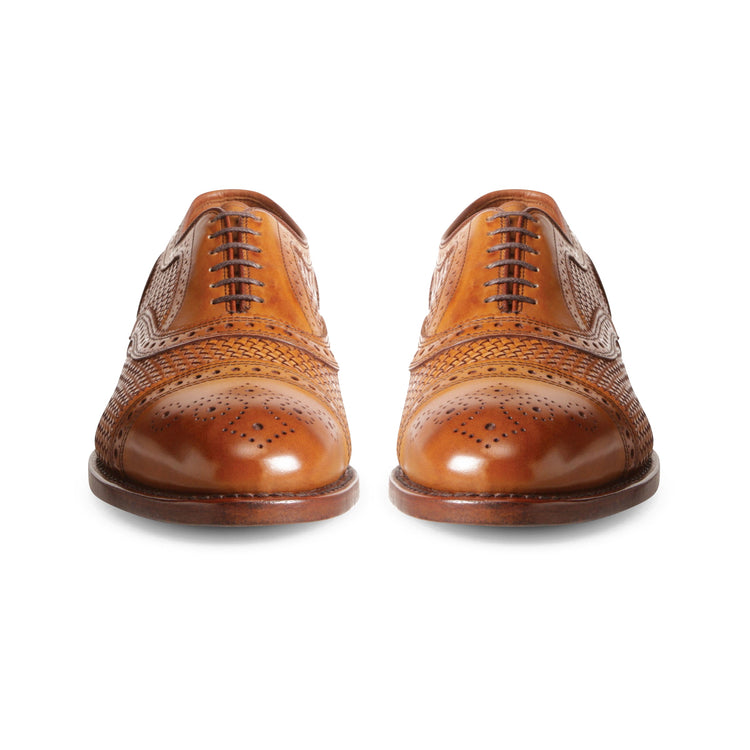 Height Increasing Tan Braided Leather Morice Brogue Oxfords