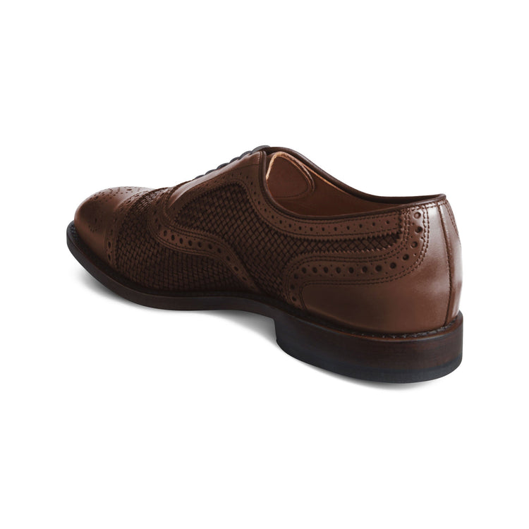 Height Increasing Brown Braided Leather Morice Brogue Oxfords