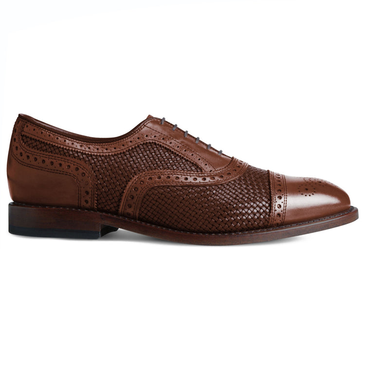 Height Increasing Brown Braided Leather Morice Brogue Oxfords