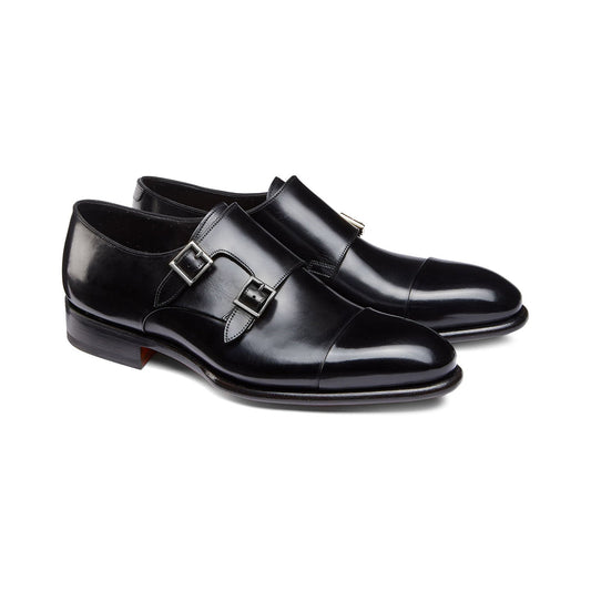 Black Leather Castle Monk Straps - Formal Shoes