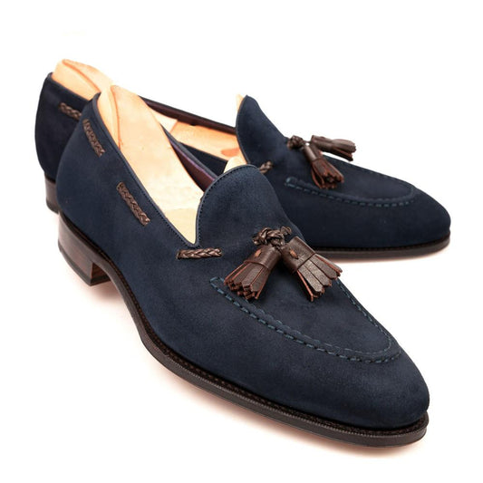 Flat Feet Shoes - Blue Suede Warwick Loafers with Arch Support